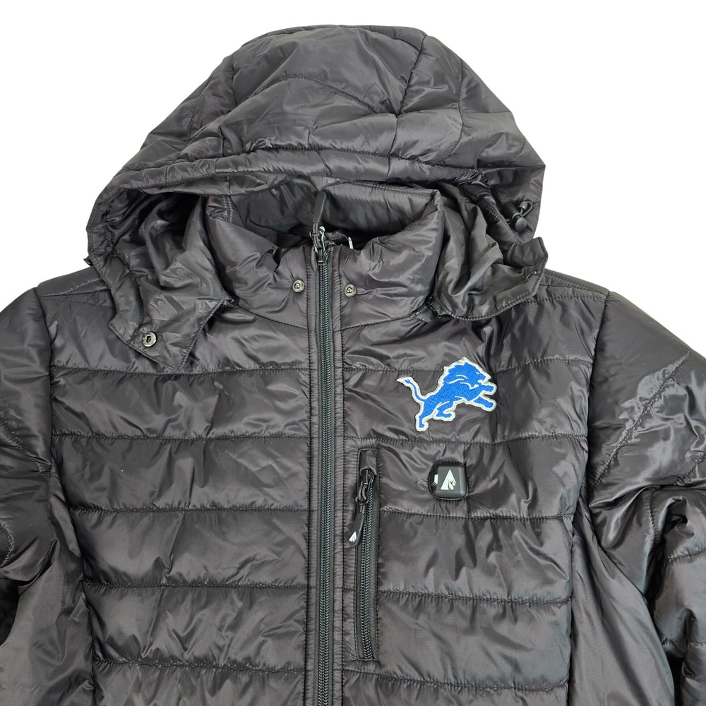 ActionHeat Detroit Lions Men Medium Black 5V Rechargeable Heated Puffer Jacket